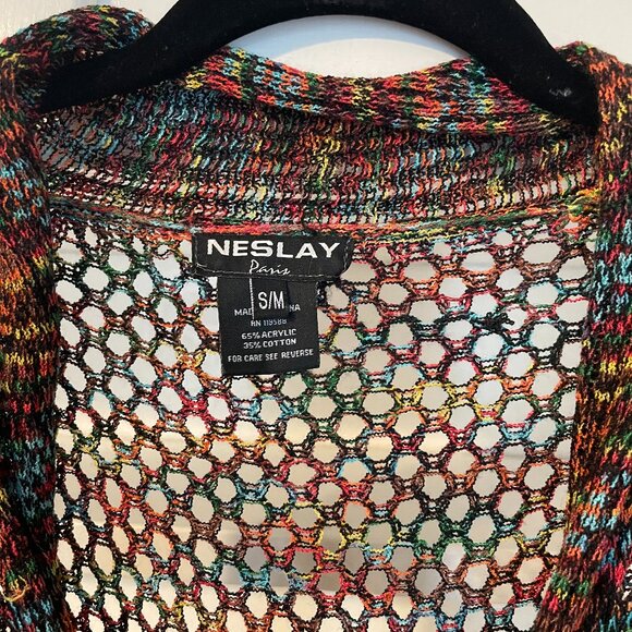 Neslay Paris Multicolor Rainbow Crochet Front Tie Cardigan – Size S/M - Picture 5 of 10